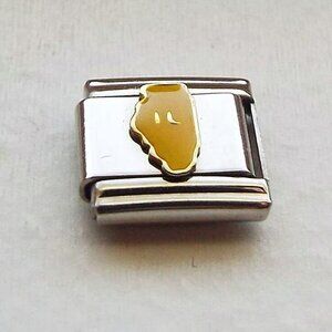 Yellow enamel state of Illinois 9mm stainless steel italian charm bracelet link